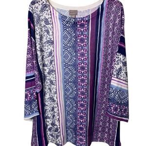 Chico's Pullover Women's Size 4 (2X) Toc Chix Mix Boat Neck Estate Blue NWT